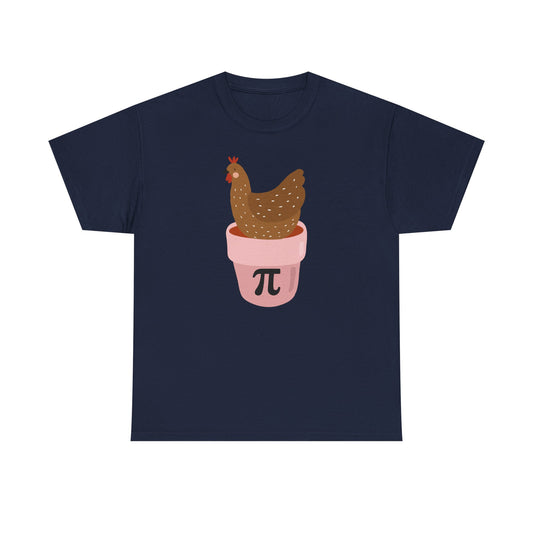 Chicken in Pot Pi T‑Shirt — Cute Math & Farm Novelty Tee