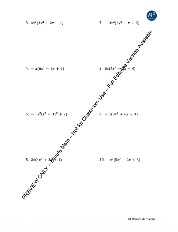 Adding, Subtracting, and Multiplying Polynomials – Algebra 2 CCSS Practice