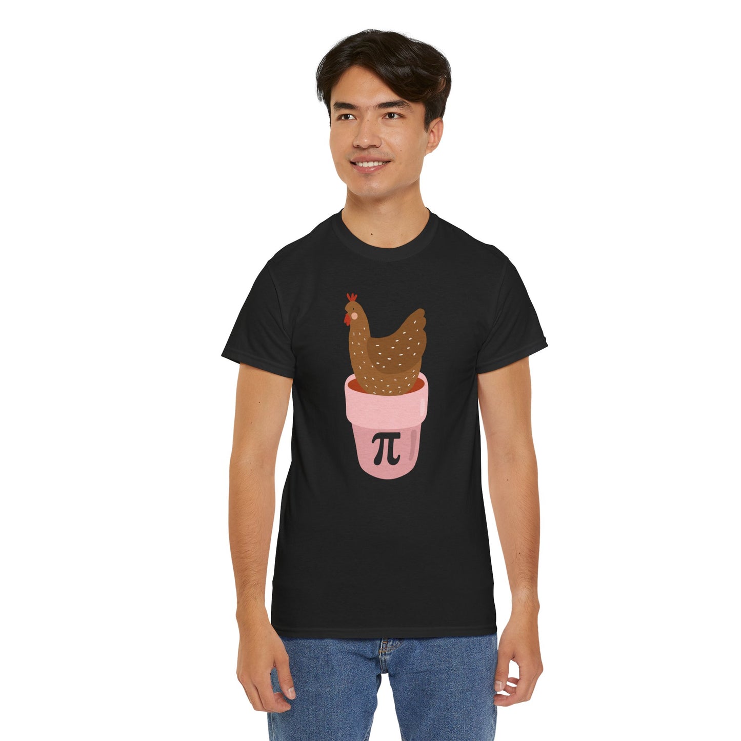 Chicken in Pot Pi T‑Shirt — Cute Math & Farm Novelty Tee