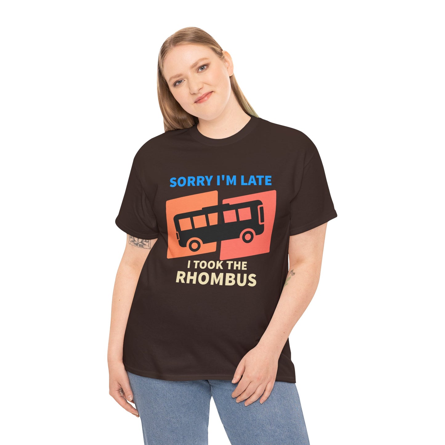 Rhombus Bus T-Shirt — “Sorry I’m Late I Took The Rhombus” Funny Geometry Tee