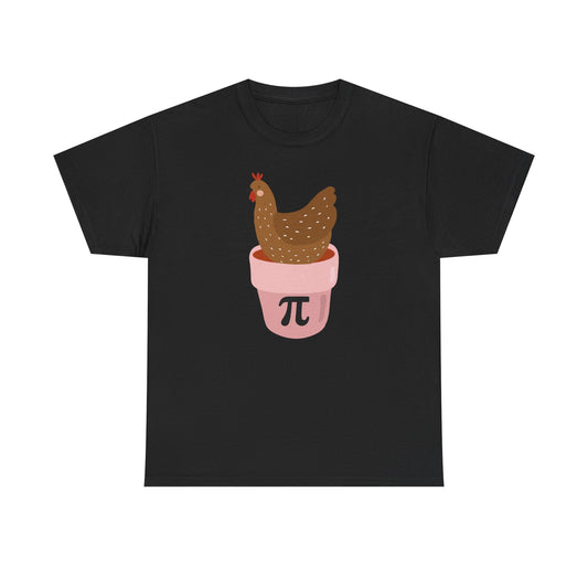 Chicken in Pot Pi T‑Shirt — Cute Math & Farm Novelty Tee