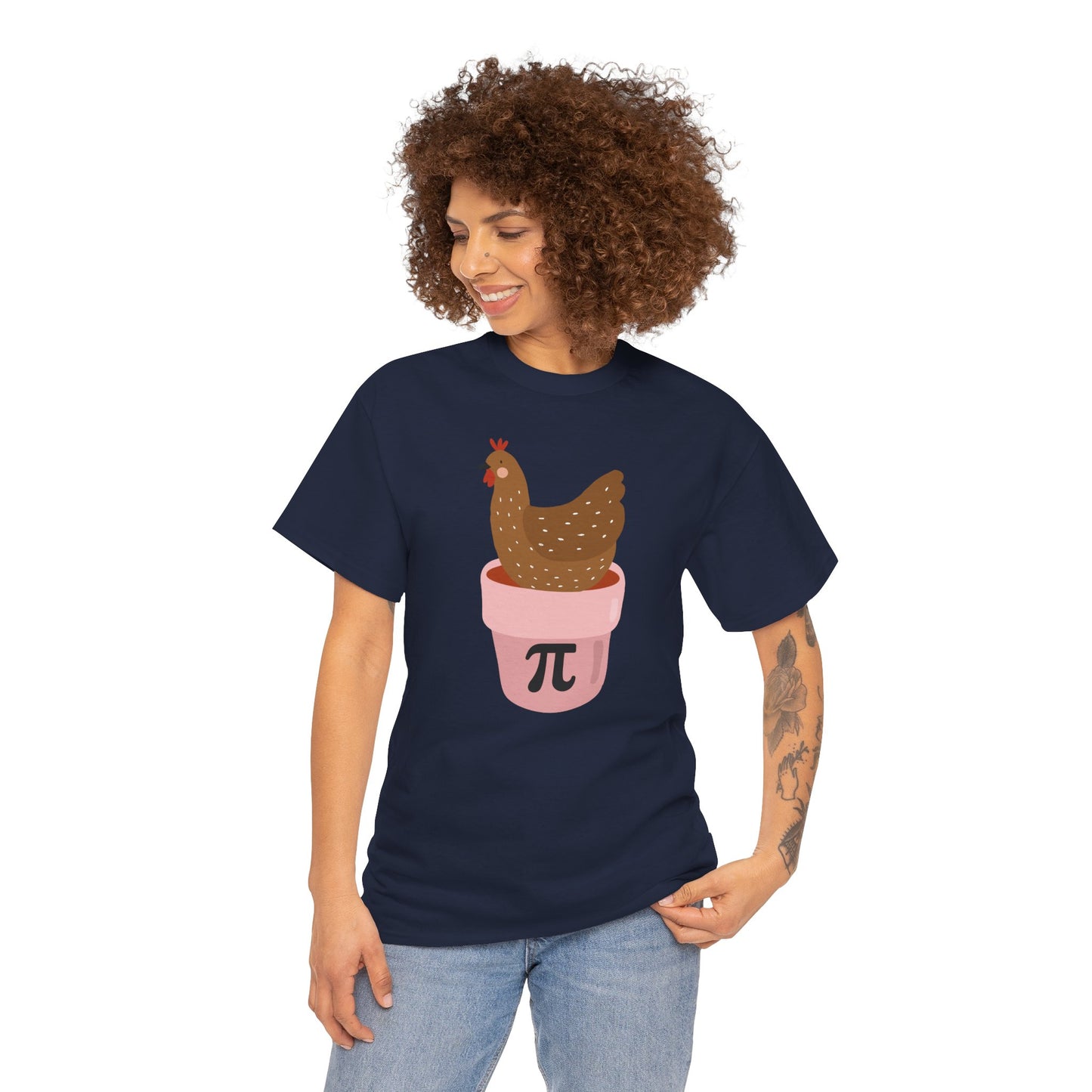 Chicken in Pot Pi T‑Shirt — Cute Math & Farm Novelty Tee