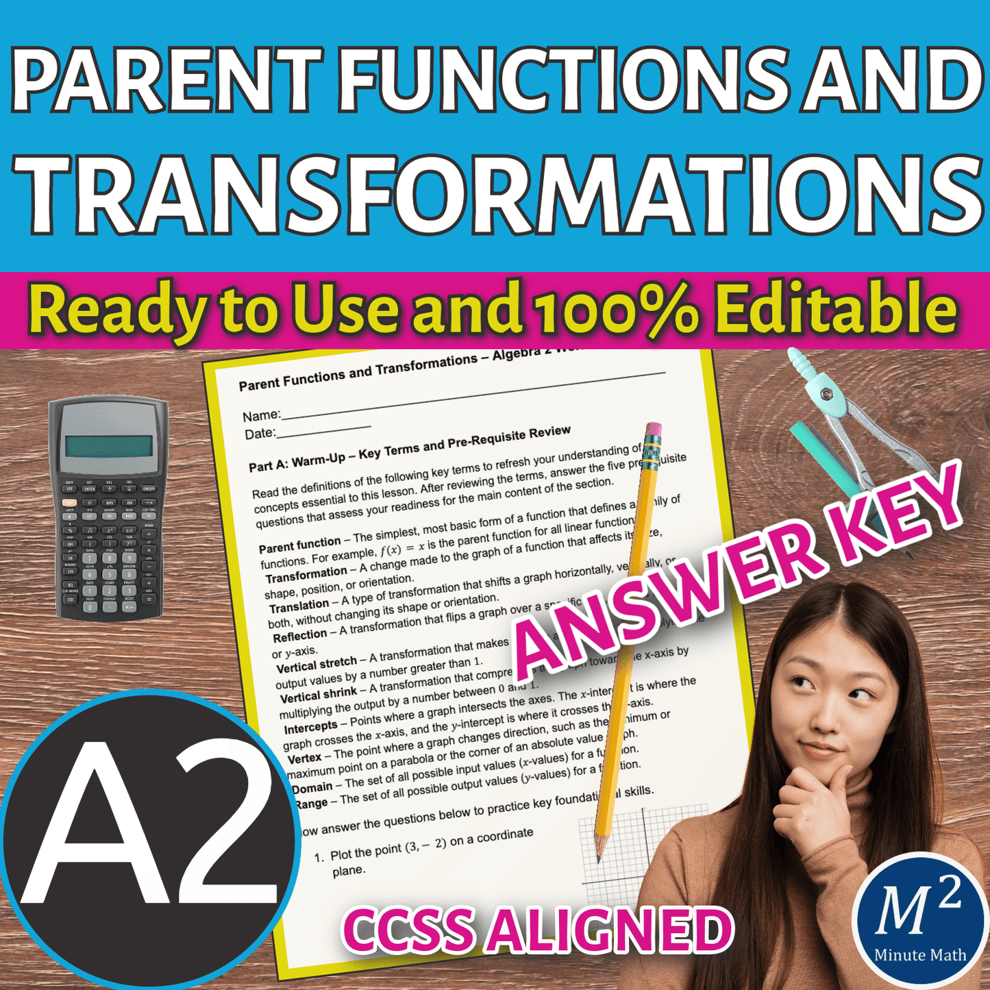 Parent Functions and Transformations – Algebra 2 Worksheet