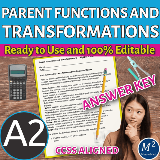 Parent Functions and Transformations – Algebra 2 Worksheet