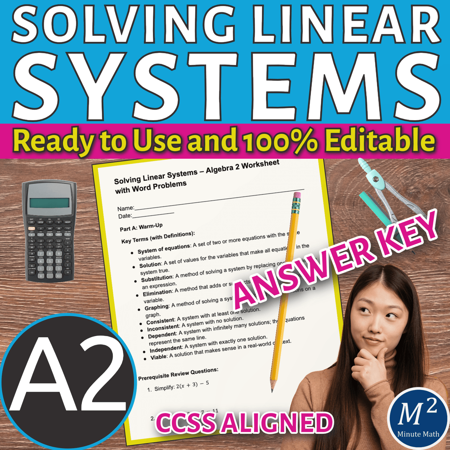 Solving Linear Systems – Algebra 2 Worksheet with Word Problems & Answer Key