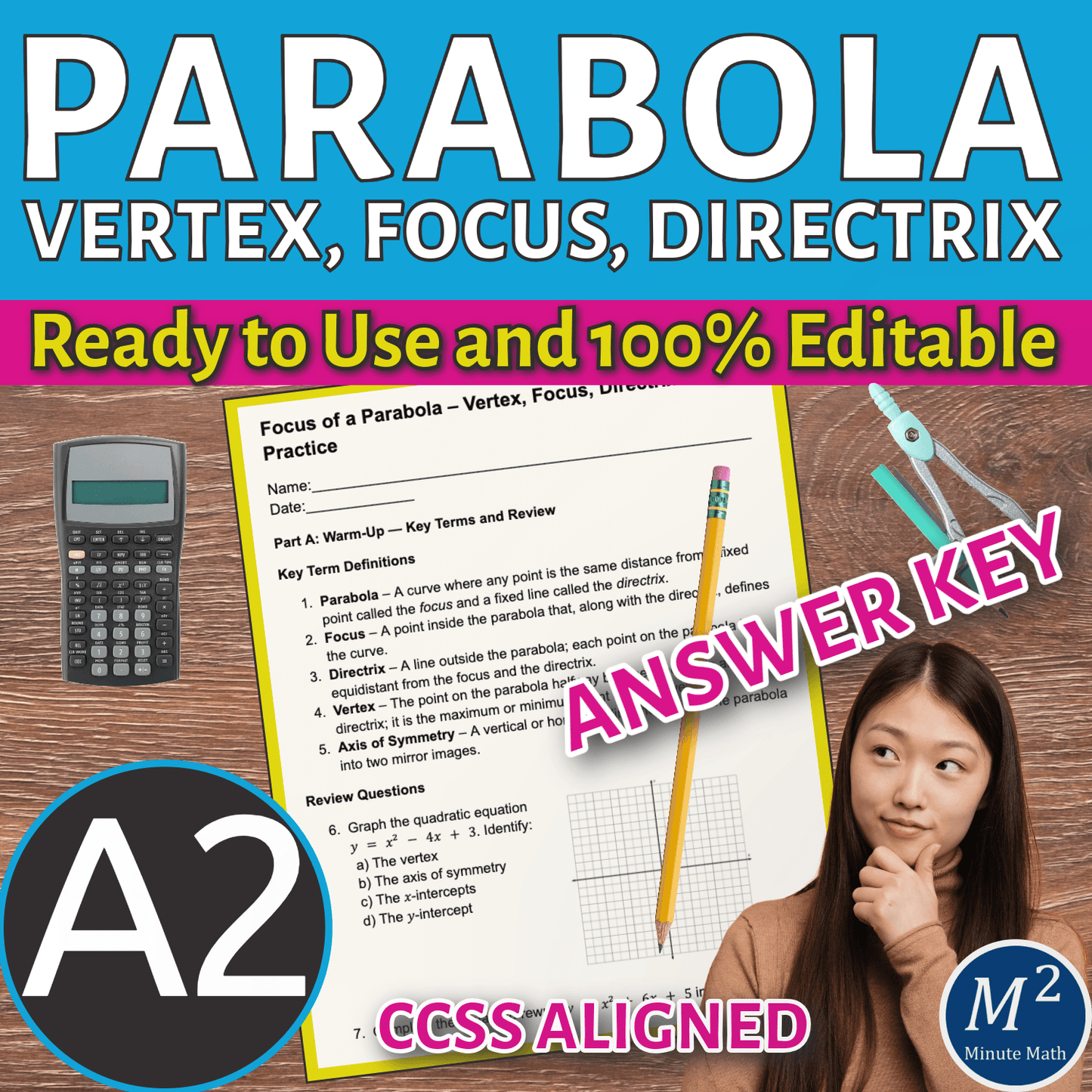 Focus of a Parabola – Vertex, Focus, Directrix Practice