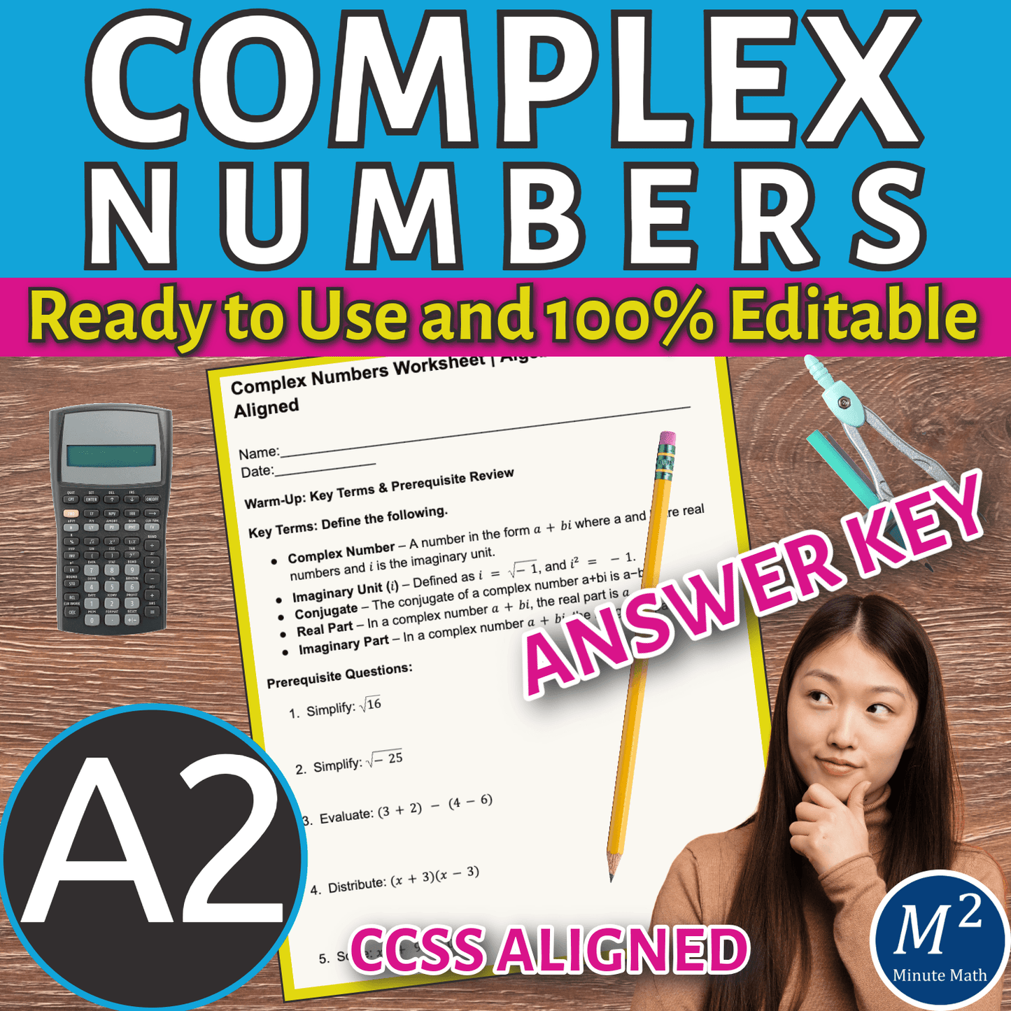 Complex Numbers Worksheet | Algebra 2 | CCSS Aligned