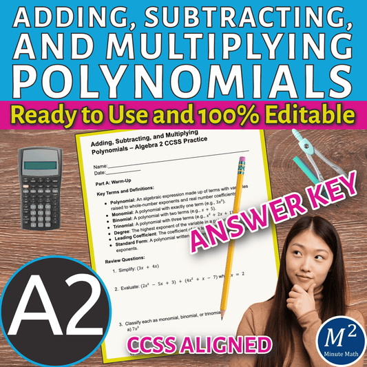 Adding, Subtracting, and Multiplying Polynomials – Algebra 2 CCSS Practice