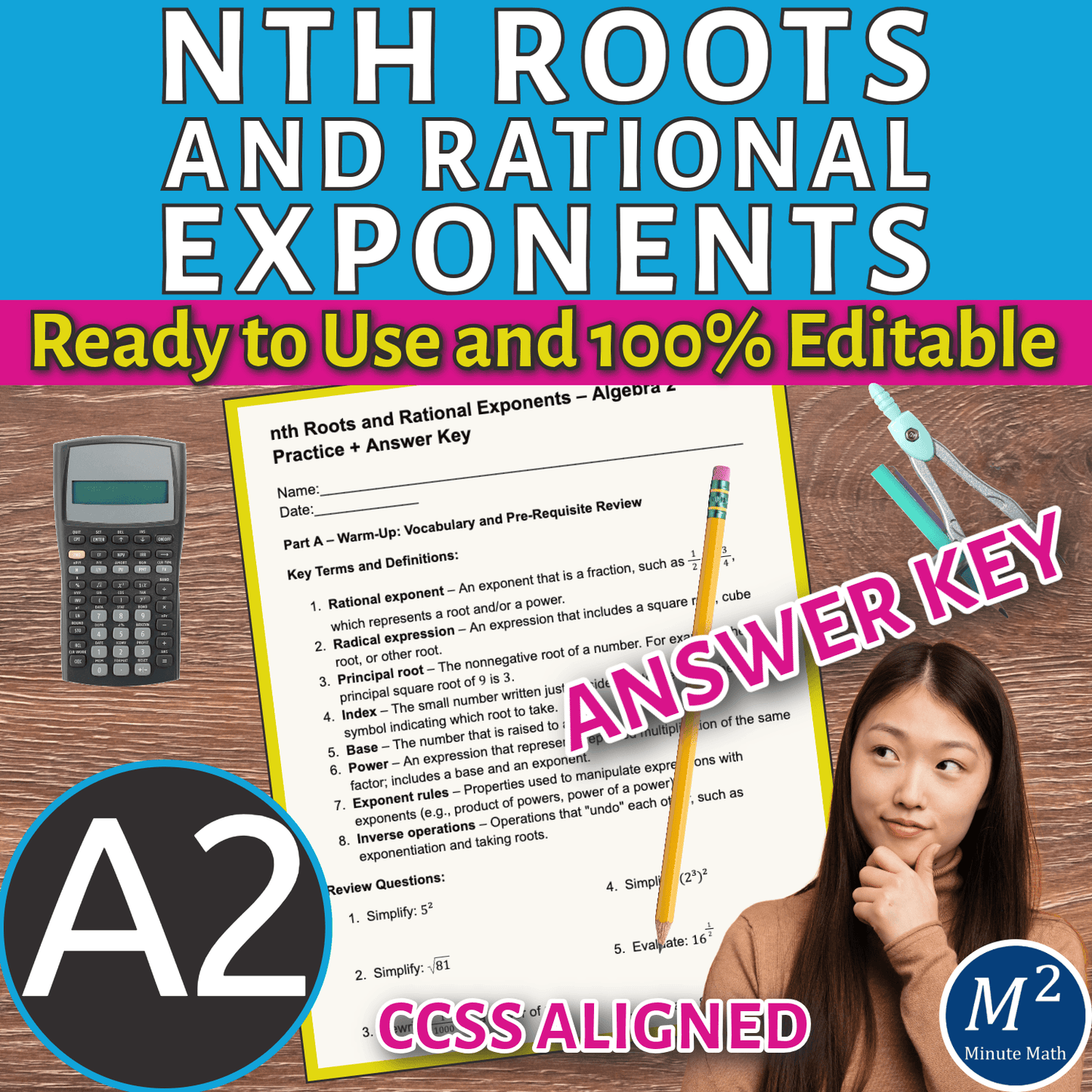 nth Roots and Rational Exponents – Algebra 2 Practice + Answer Key