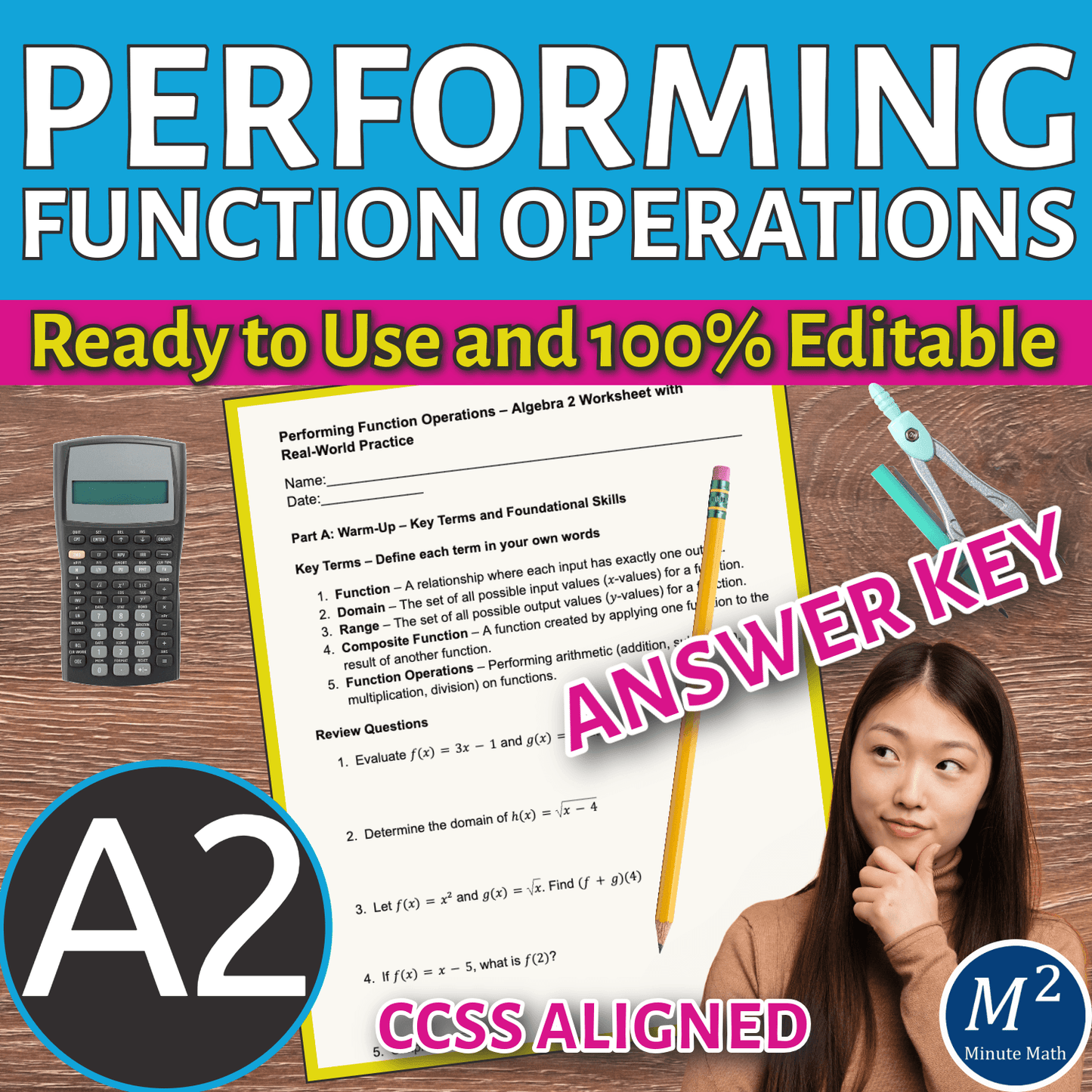 Performing Function Operations – Algebra 2 Worksheet with Real-World Practice