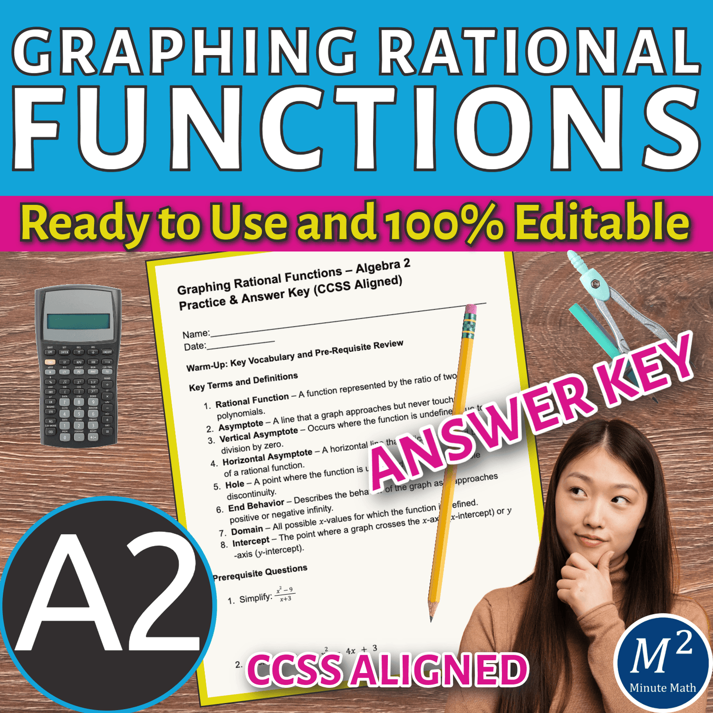 Graphing Rational Functions – Algebra 2 Practice & Answer Key (CCSS Aligned)