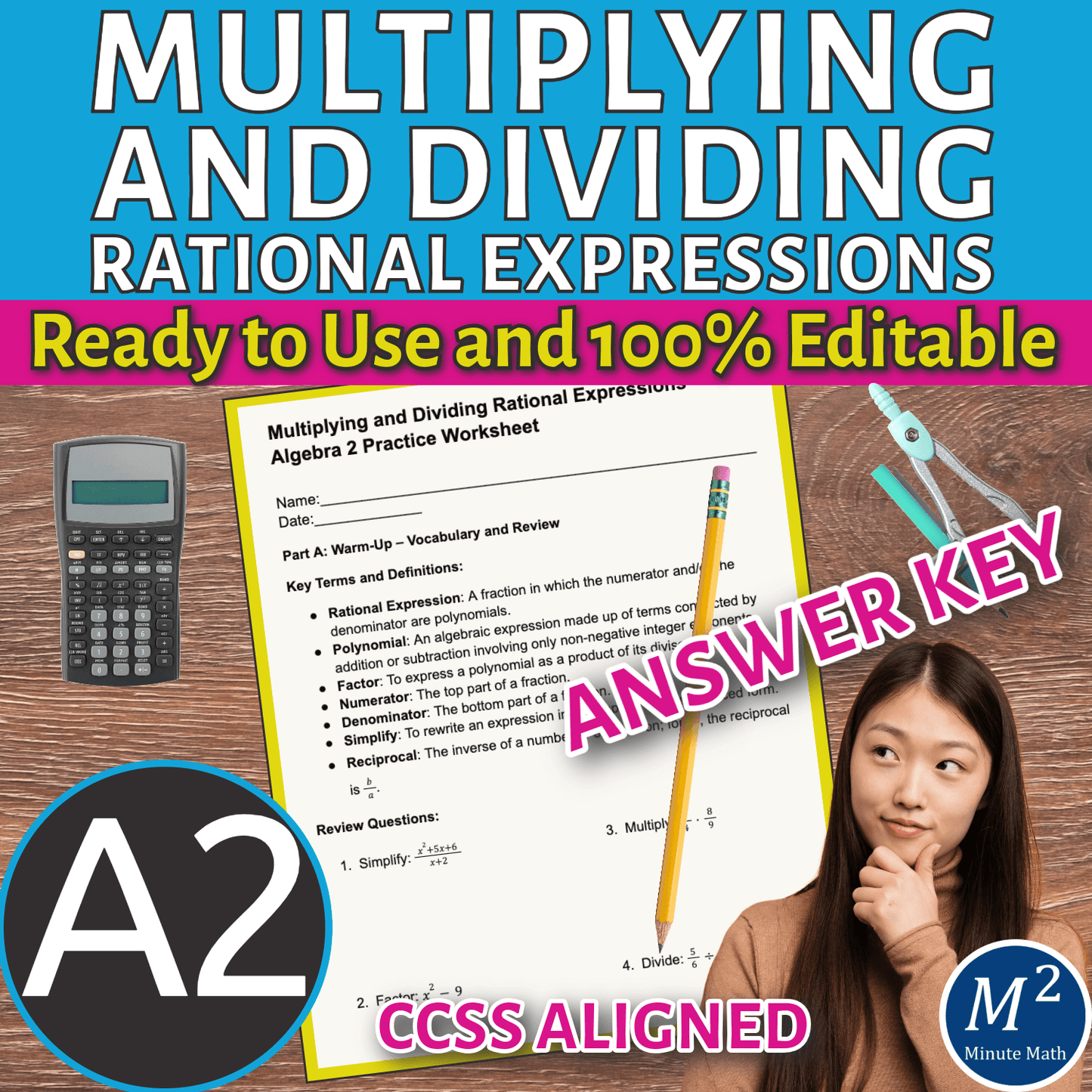 Multiplying and Dividing Rational Expressions – Algebra 2 Practice Worksheet
