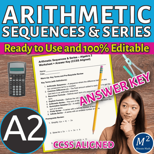 Arithmetic Sequences & Series – Algebra 2 Worksheet + Answer Key (CCSS Aligned)