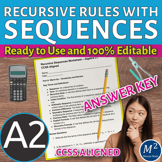 Recursive Sequences Worksheet – Algebra 2 | CCSS Aligned