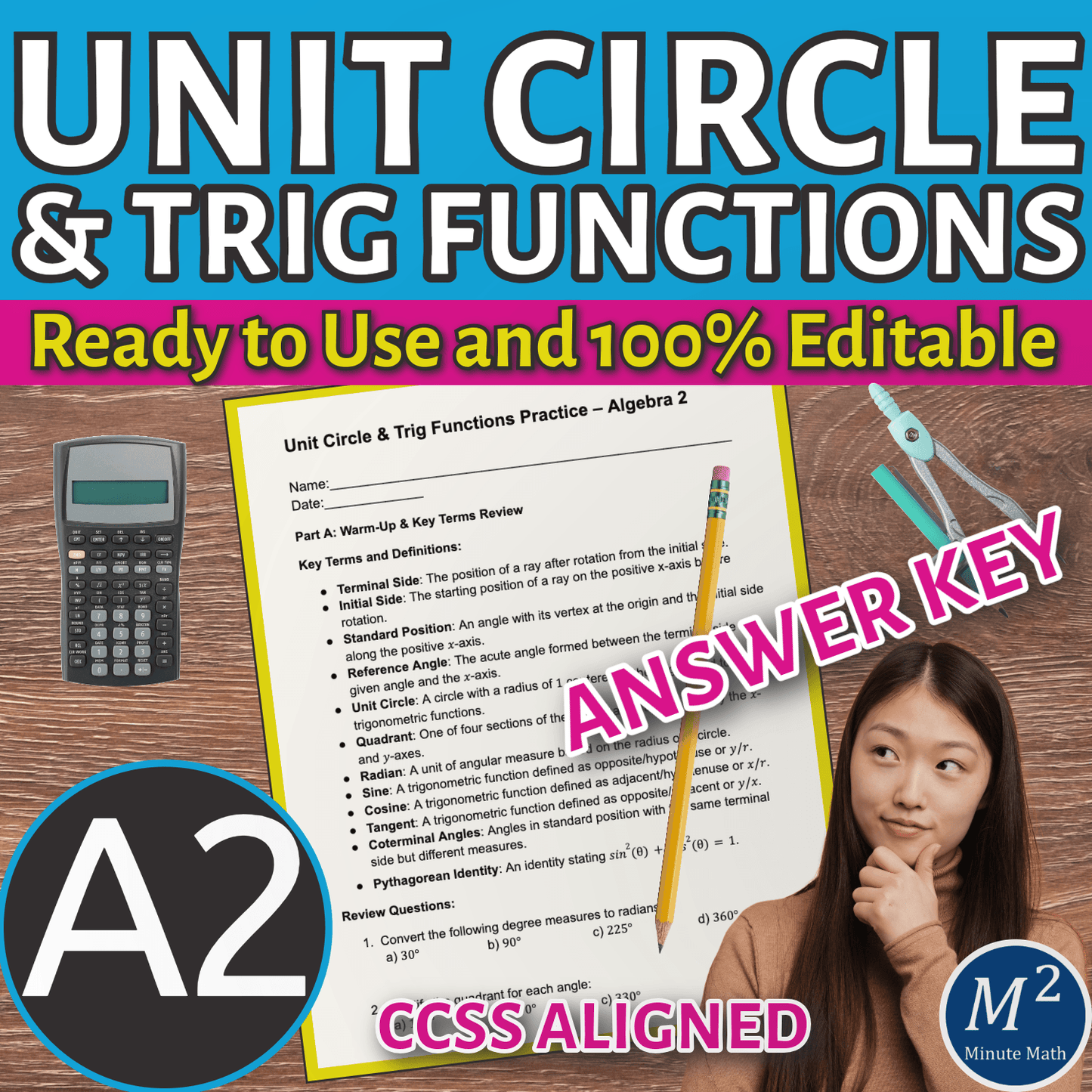 Unit Circle & Trig Functions Practice – Algebra 2
