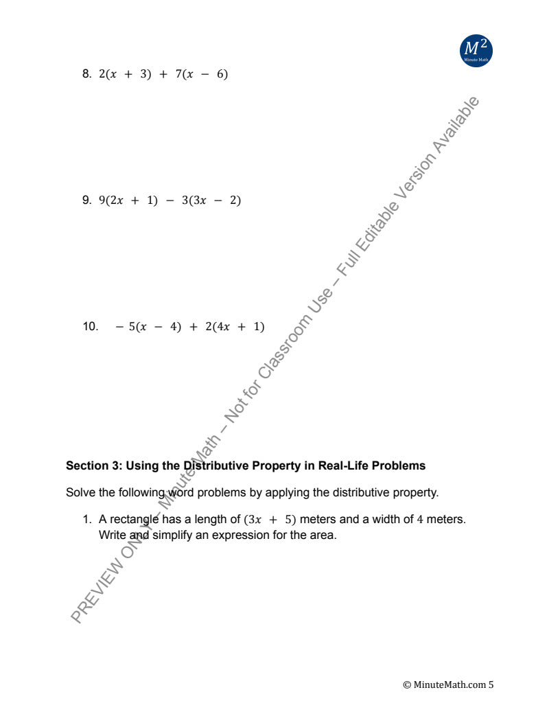 Algebra 1 Practice Pack: Expressions, Equations & Functions