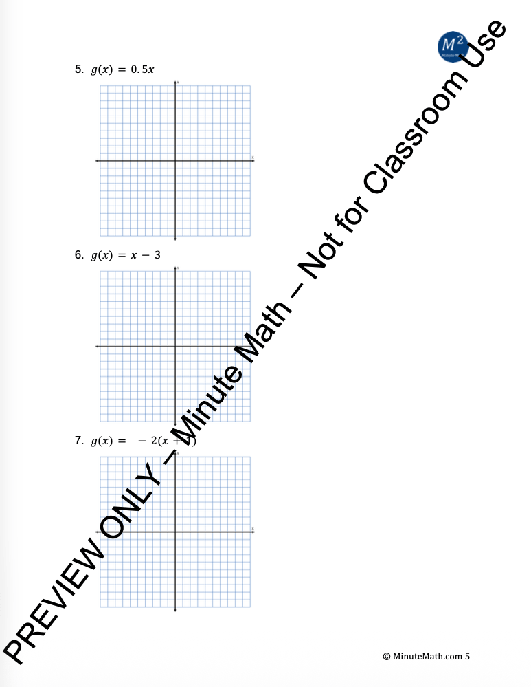 Transformations of Linear and Absolute Value Functions – Algebra 2 Worksheet