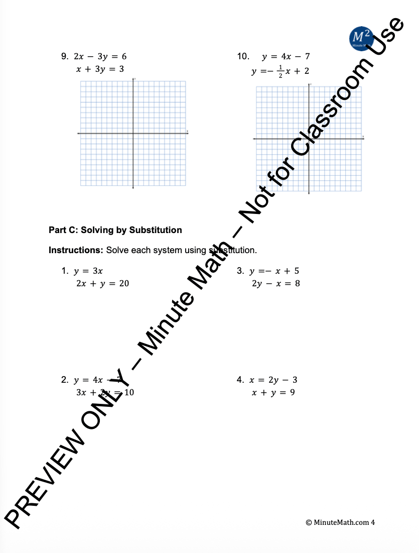 Solving Linear Systems – Algebra 2 Worksheet with Word Problems & Answer Key