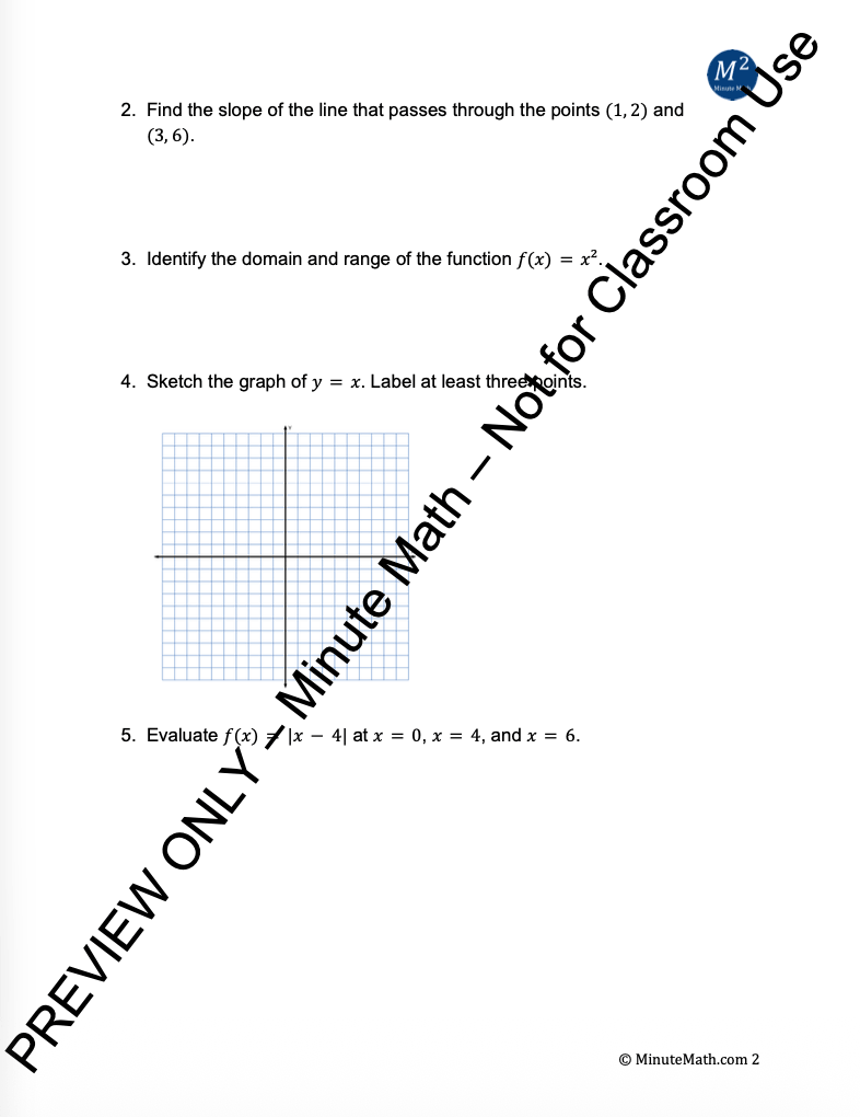 Parent Functions and Transformations – Algebra 2 Worksheet