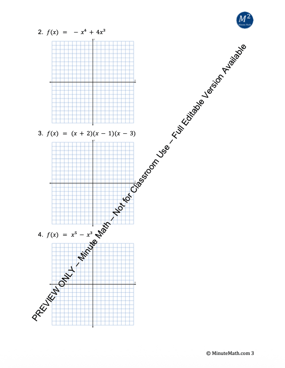 Graphing Polynomial Functions – Rigorous Practice for Algebra 2
