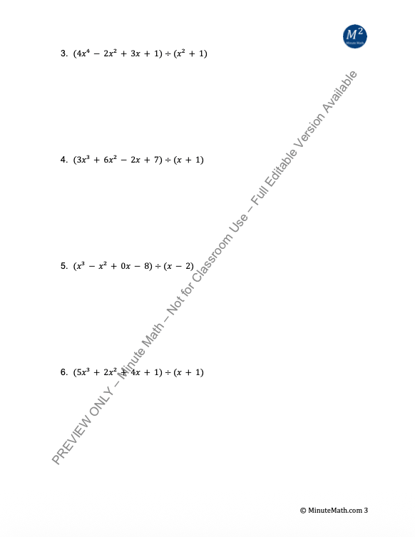Dividing Polynomials: Algebra 2 Long & Synthetic Division