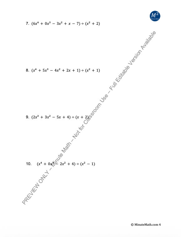 Dividing Polynomials: Algebra 2 Long & Synthetic Division