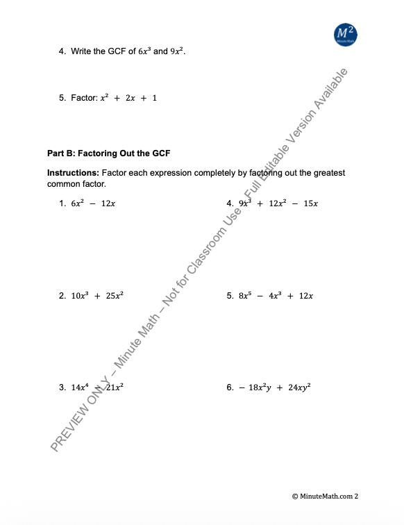 Factoring Polynomials – 60+ Problems with Key