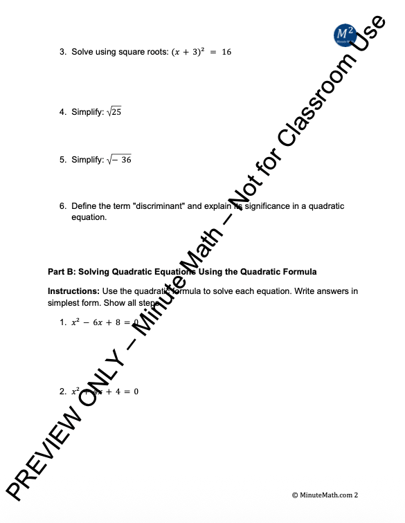 Using the Quadratic Formula: Real & Complex Solutions