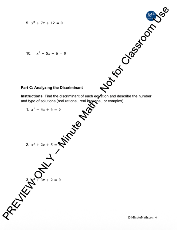 Using the Quadratic Formula: Real & Complex Solutions