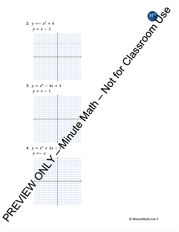 Solving Nonlinear Systems – Algebra 2 Worksheet with Graphing & Substitution
