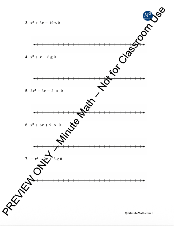 Quadratic Inequalities – Word Problems & Graphs