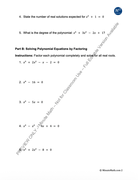 Solving Polynomial Equations | Find Zeros, Use Factoring, Apply Multiplicity
