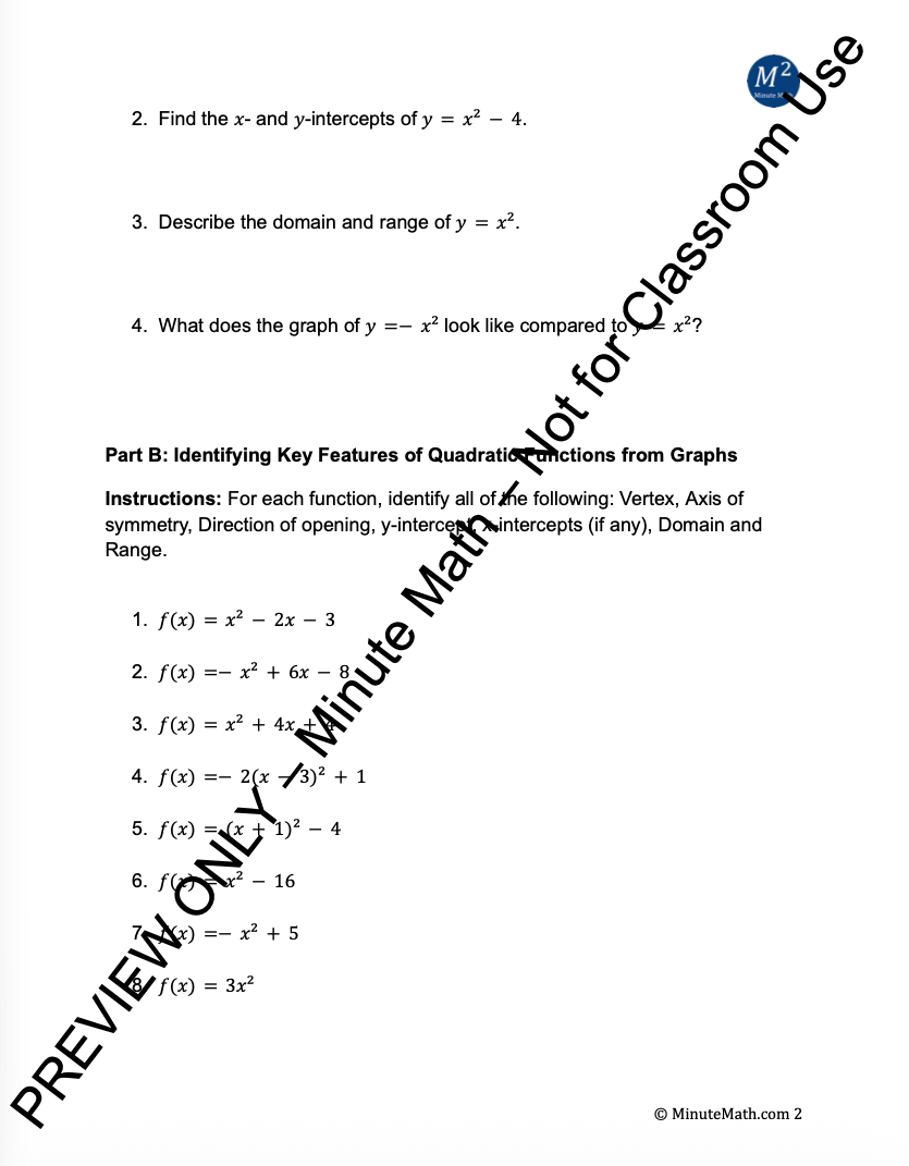 Characteristics of Quadratic Functions | Graphs, Vertex Form, and Applications