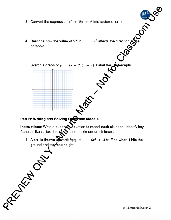 Modeling with Quadratic Equations – Real-World Problems