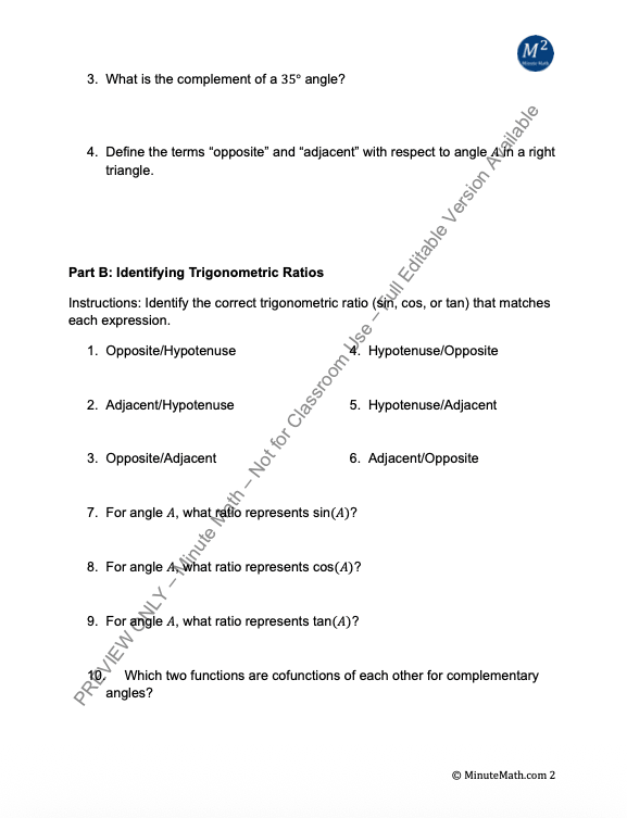 Right Triangle Trigonometry: Definitions, Practice & Word Problems-CCSS Aligned