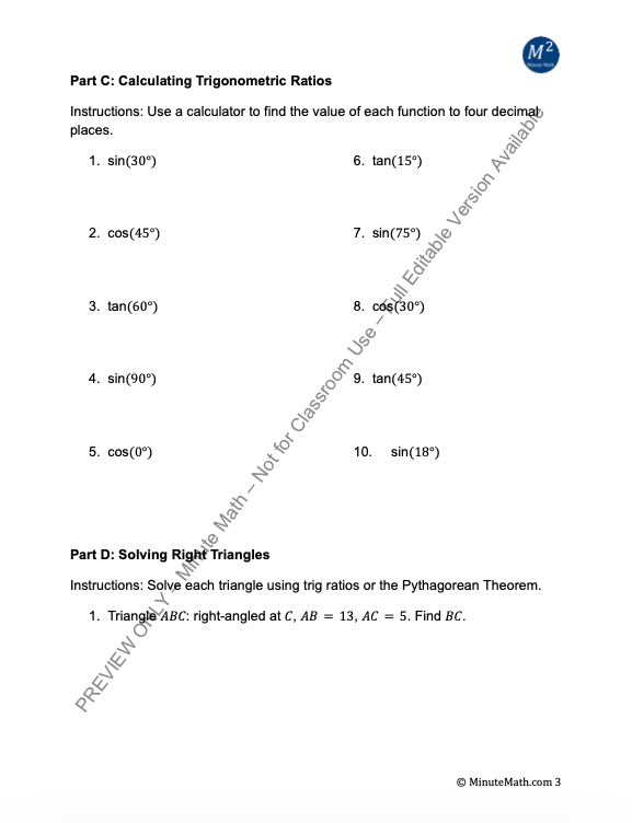Right Triangle Trigonometry: Definitions, Practice & Word Problems-CCSS Aligned