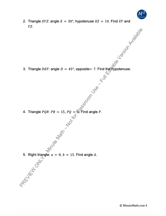 Right Triangle Trigonometry: Definitions, Practice & Word Problems-CCSS Aligned