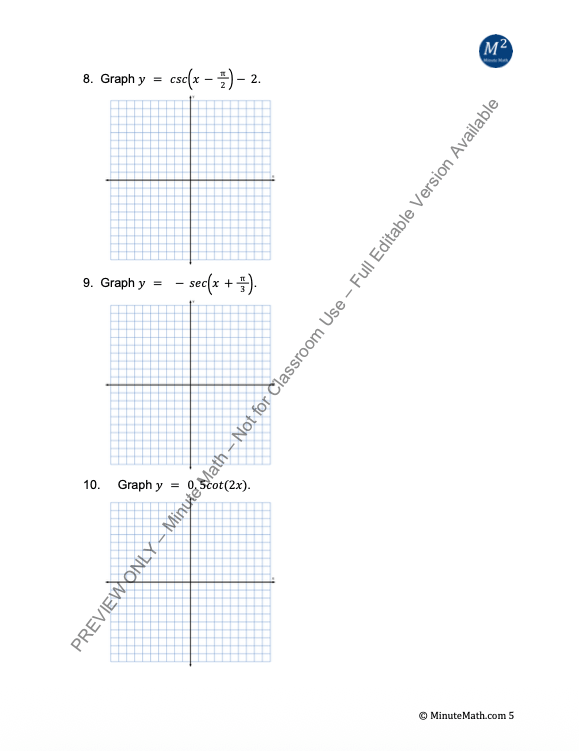Graphing Trig Functions: Amplitude, Period & Phase Shift – Algebra 2