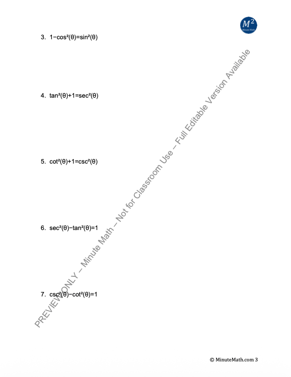 Using Trigonometric Identities – Algebra 2 Worksheet with Proofs & Applications