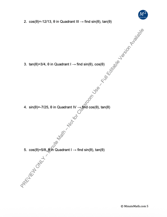 Using Trigonometric Identities – Algebra 2 Worksheet with Proofs & Applications