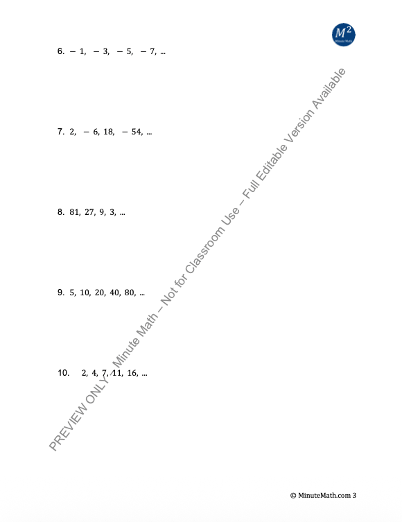 Sequences & Series Worksheet: Arithmetic vs Geometric | Algebra 2 | CCSS Aligned