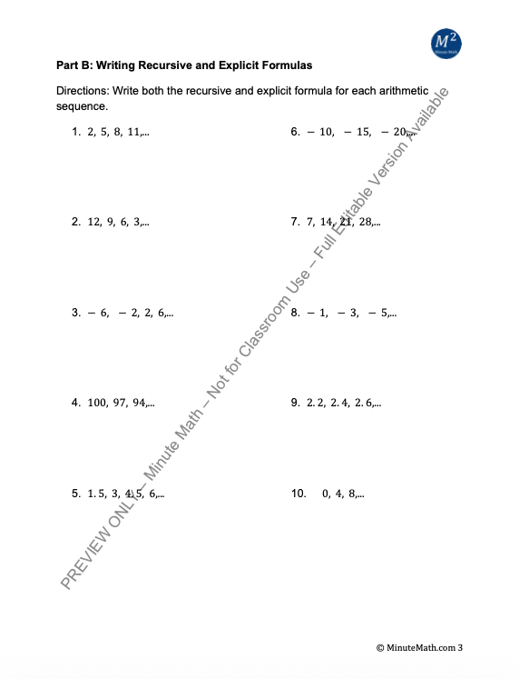 Arithmetic Sequences & Series – Algebra 2 Worksheet + Answer Key (CCSS Aligned)
