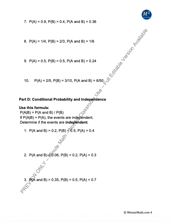 Independent and Dependent Events | Algebra 2 CCSS Probability Activity