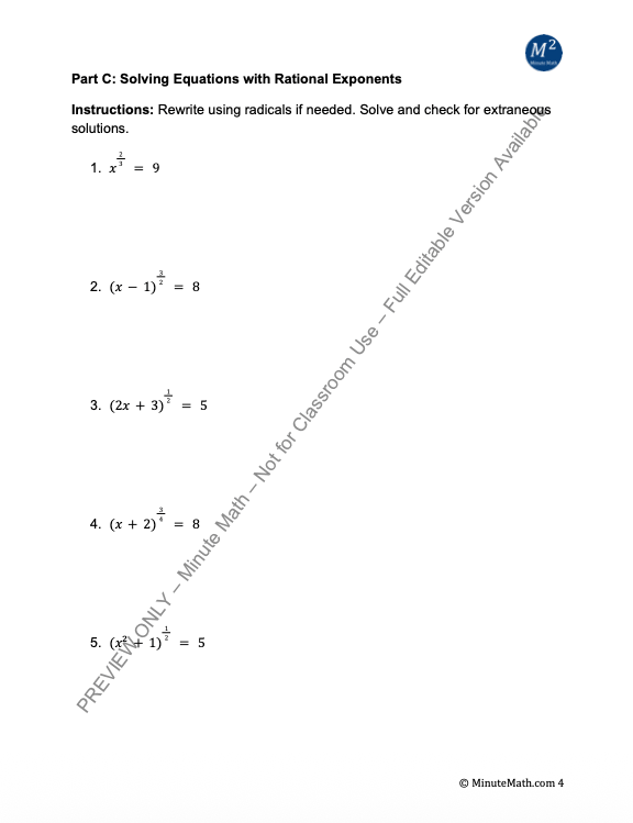 Solving Radical Equations and Inequalities | CCSS-Aligned