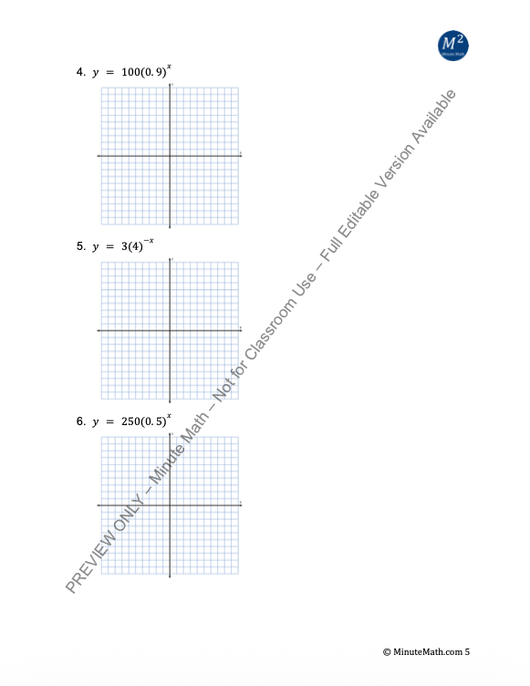 Exponential Growth and Decay Functions – Graphs & Word Problems