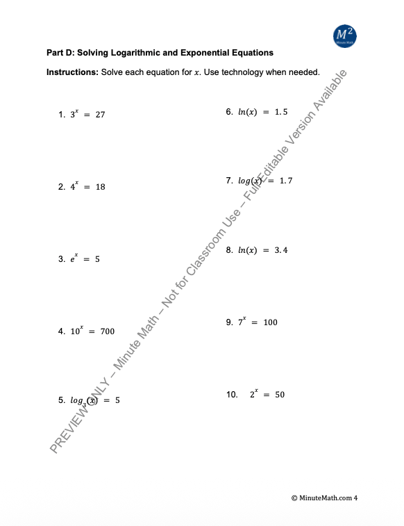 Logarithms and Logarithmic Functions – Practice & Applications