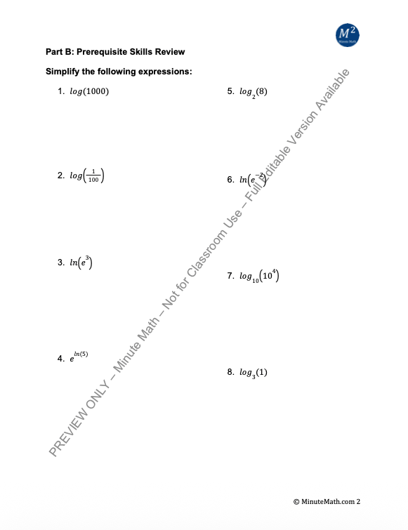 Properties of Logarithms: Expand, Condense, Solve – Algebra 2 Worksheet